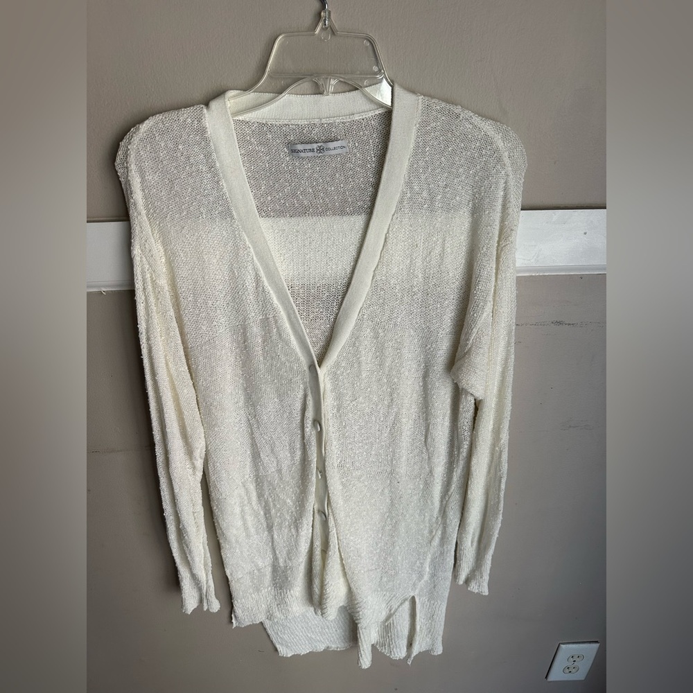 Signature Collection Elegant Cream Knit Cardigan Size XL (18)